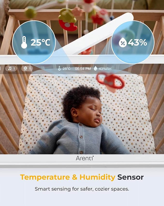 ARENTI Baby Monitor with Camera and Audio, 4MP Video Baby Monitor with 5" Screen, Dual-Band 2.4G/5G WiFi with App, Cry & Motion Detection, Auto Tracking, Temp&Humidity Sensor, Night Vision,2-Way Talk