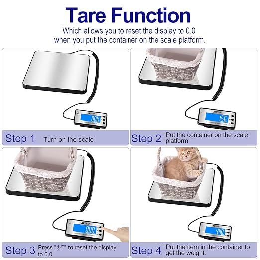 ACTECK Digital Shipping Postal Scale, 460 lb x1oz High Accuracy with Stainless Steel Platform, LCD Backlight, Four Reading Modes, Tare/Hold Function, Battery AC Adapter Incuded