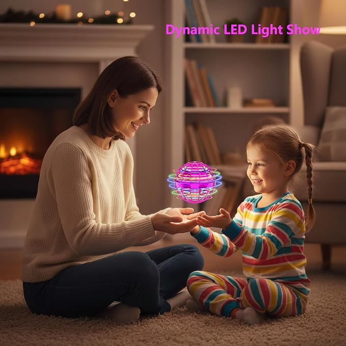 Cosmic Globe Flying Orb Ball, Safe & Durable Flying Ball for Kids, Hand Controlled Magic Hover Ball with 360° Flips, Fun Indoor Outdoor Toy for Boys Girls 6-12+（Purple）