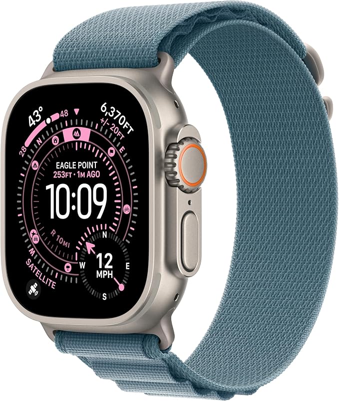 Apple Watch Band - Alpine Loop - 49mm - Light Blue - Medium - Natural Titanium Finish