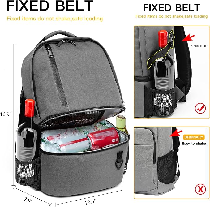 TUGUAN Insulated Cooler Backpack 38 Cans Double Deck Leakproof Lightweight Soft Lunch Backpack Small Cooler Bag Beach Picnic