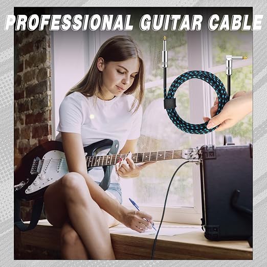 Rigibright 12 Pack 10FT Instrument Cable - Guitar, Bass, Keyboard, Microphone & Mixer Amp Cord (12, Multicolored-Series A)