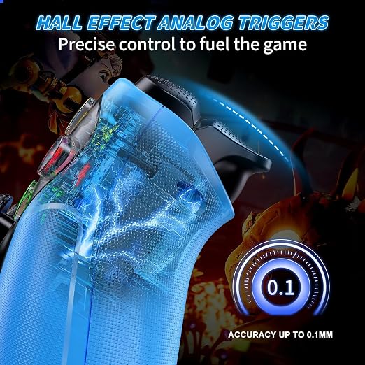 Nonbliep RGB Wireless Controller for PS5/PC, Bluetooth Controller with Turbo, Macro, 6-Axis Motion Control, Dynamic Vibration, 3.5mm Audio Jack, 1000mAh Battery, Speaker (Blue)