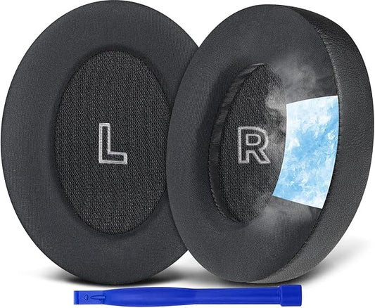 SOULWIT Cooling Gel Replacement Earpads for Bose QC Ultra/New QuietComfort Ultra(2nd Gen) Wireless Headphones, Ear Pads Cushions with Breathable Ice Silk Fabric, Noise Isolation Foam- Black