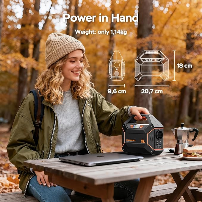 MARBERO 155Wh Solar Generator with Solar Panel Included 30W Portable Power Station 100W 150W Surge Multi-Output Solar Powered Generator Ultra Lightweight for Camping Emergency Blackout