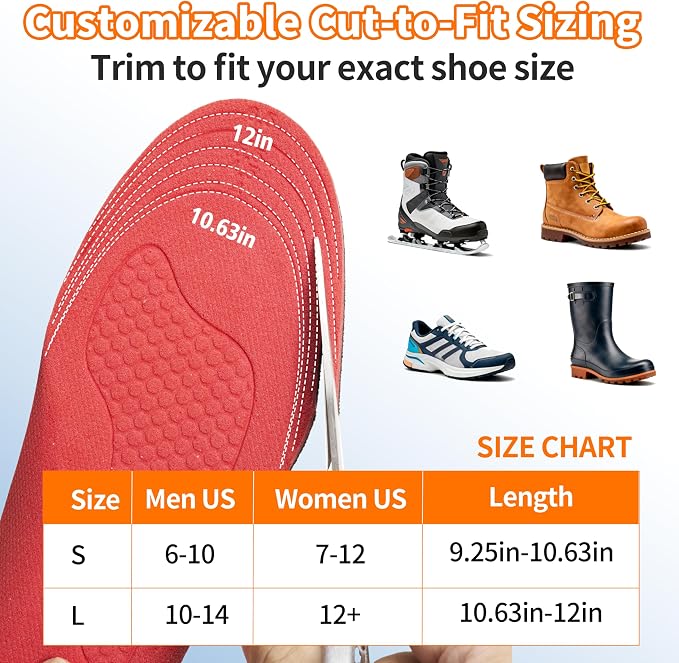 Heated Insoles for Men Women, Rechargeable 5000mAh Battery Foot Warmers Up to 11 Hours, Washable Cut to Fit Thermal Shoe Inserts for Outdoor Work, Hunting, Skiing, Hiking, Cycling, Fishing, with App