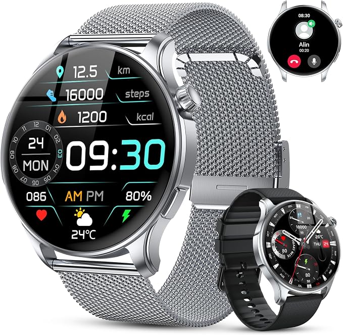 Kimeag Smart Watch for Men Women Fitness: Waterproof Make Answer Call Digital Mens Watches Step Tracker Running Smartwatch Android Phone Heart Rate SpO2 Sleep Monitor