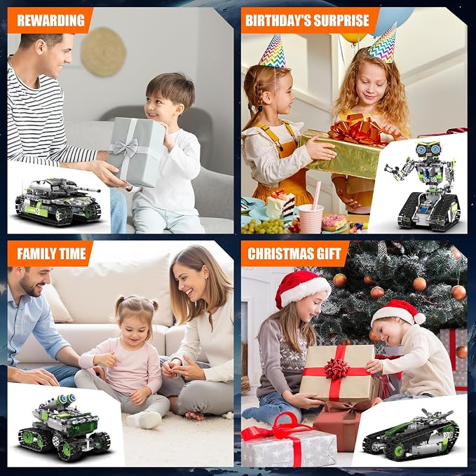 HPROMOT STEM Robot Building Sets for Kids Ages 8-16, 5-in-1 Remote Control and APP Robot Toys, 757 Pcs DIY Building Science Educational Kit, Building Block Birthday Present for Teen Boys and Girls