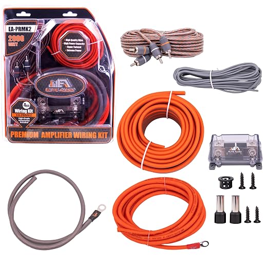 Elite Audio 4 Gauge Amplifier Wiring Kit, 2000W CCA Amp Install Kit – EA-PRMK2