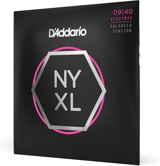 D'Addario Electric Guitar Strings, NYXL Nickel Plated, NYXL0940BT, Super Light Gauge Balanced Tension 09-40, 6-String Set, Pack of 1