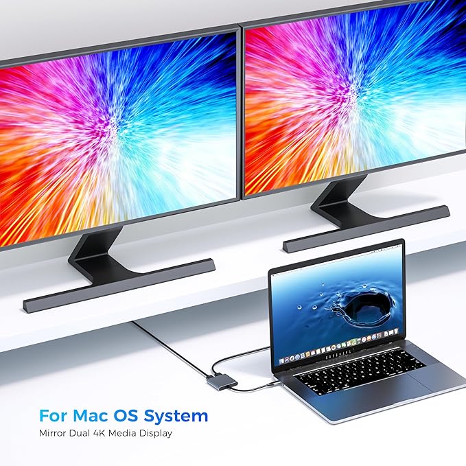 USB C to DisplayPort(DP) and HDMI Adapter 8K, Dual Monitor Adapter for Dell HP Surface Laptops,Thunderbolt 3/USB C Type C to HDMI DP Hub Dongle 4K @60hz.