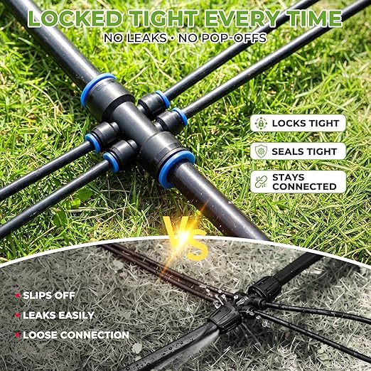 HIRALIY 82FT Drip Irrigation Kit with 2-Zone Garden Water Timer, Automatic Garden Watering System with Quick-Connect Drippers, Rechargeable Irrigation Timer Kit for Raised Beds, Patio, Greenhouse