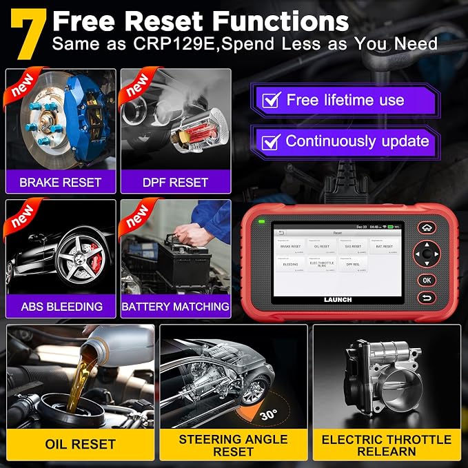 LAUNCH CRP123I V2.0 Elite OBD2 Scanner for All Cars&Brands,2026 Lifetime Free Update Engine ABS SRS Transmission Car Scanner,Oil/Brake/BMS/SAS/DPF/ABS Bleeding/Throttle Adaption,FCA SGW,Battery Test