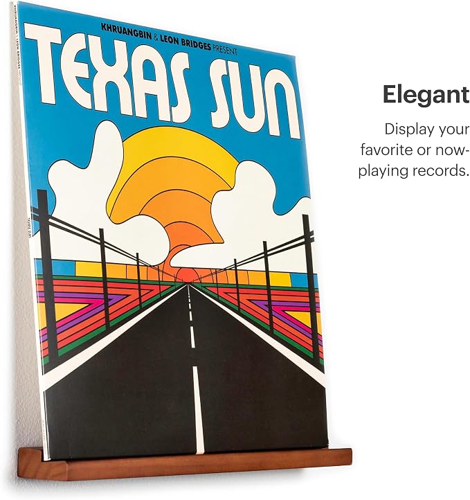 Vinyl Record Wall Mount - an Elegant Display Ledge Made from Solid Wood - This Vinyl Record Shelf Will Hold Records of Any Size (Brown)