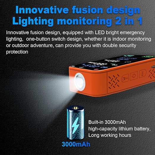 7-in-1 Portable Oxygen Detector for Indoor and Outdoor,288H Standby,O2 Detector with O2,Temperature,Humidity,Illumination,Room Oxygen Monitor for Car,RV,Camping,Travel (Orange)