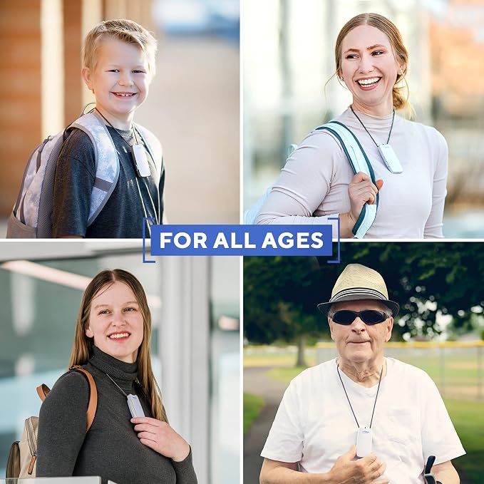 AirTamer A310W Wearable Personal Air Purifier, Rechargeable, White | Ionic negative-ion technology, no filters. Proven virus reduction. Metal Travel case included. For flights, office, commute