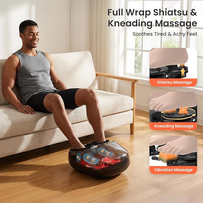 COMFIER 【2026 Gift for Men,Women,Foot Massager with Heat,Kneading,Vibration,Compression,FSA Eligible HSA Store,Pause Function,Shiatsu Massager for Plantar Fasciitis Neuropathy, Size 13