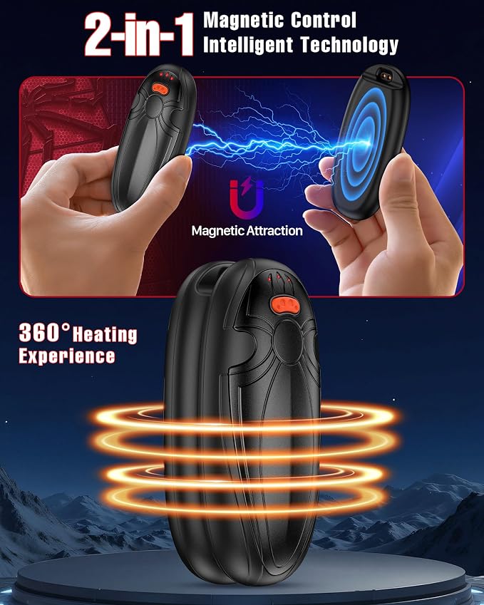 Hand Warmers Rechargerable 4 Pack - 14000mAh Electric AI Handwarmers with Charging Case, Magnetic 2 in 1 Pocket Heater, Stocking Stuffers, Gifts for Women/Christmas/Golf/Camping Accessories
