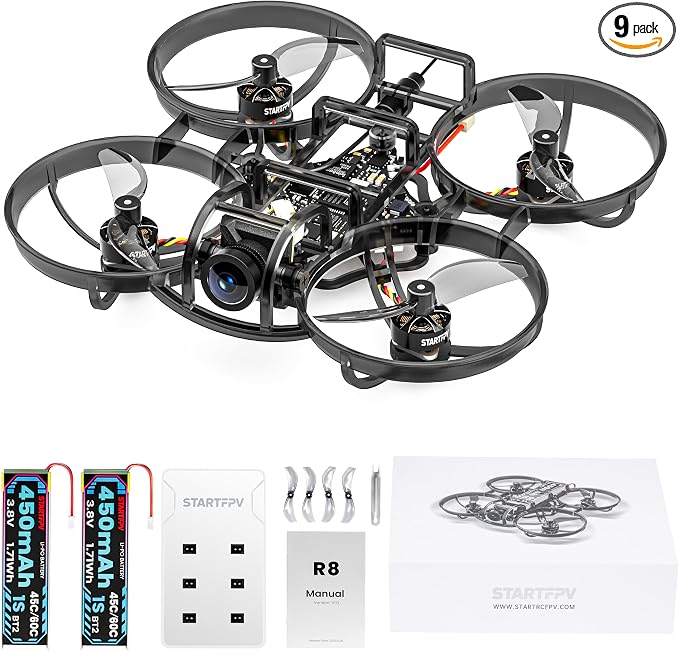 R8 ELRS Brushless Whoop Quadcopter, Ultralight 1S 80mm Micro FPV Drone BNF with 6 Port Battery Charger,2 Batteries Fly12 Mins for FPV Freestyle Racing Indoor Outdoor,FOV160°,Matrix G4 5IN1 FC,0802 20000KV Motor