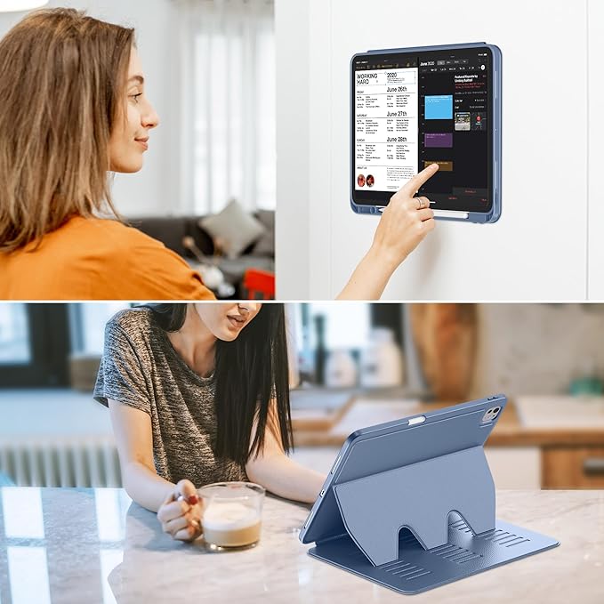 VIKESI Case for iPad iPad Pro 13-inch M5 or M4 Released in 2025 or 2024,Multiple Angles Magnetic Stand Cover,Shockproof Soft Back,Pencil Holder,and Auto Sleep/Wake,Mist Blue