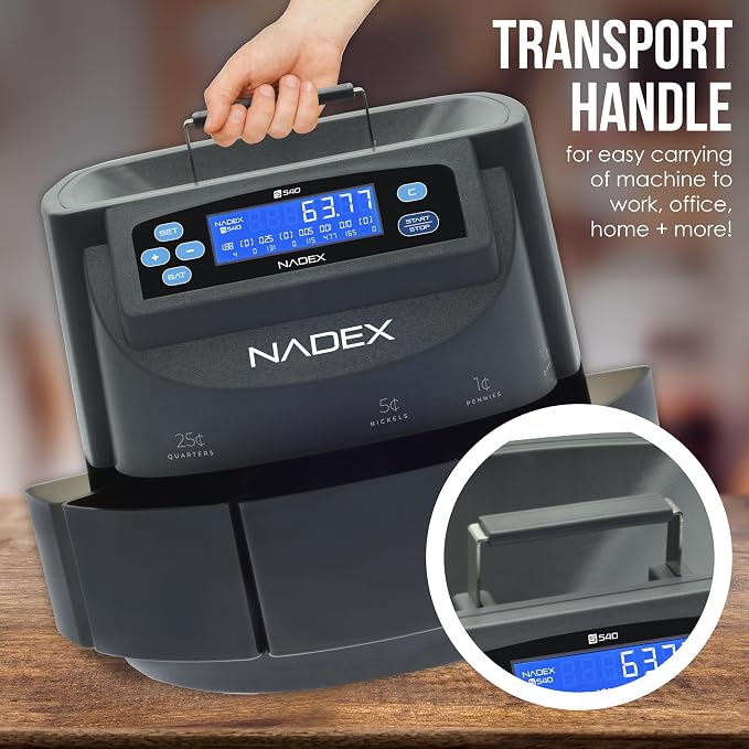 Nadex S540 Pro | Coin Counter, Sorter, and Wrapper | Sorts up to 300 Coins Per Minute | Comes with 48 Preformed Wrappers (Gray)