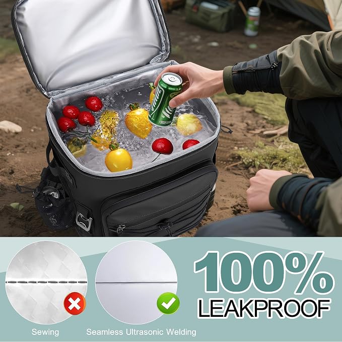 Large 52cans Cooler Backpack, Insulated, Waterproof, Leak Proof, 30L Large Capacity
