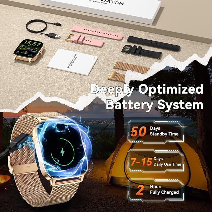 Smart Watch for Women Android/iPhone: Fitness Tracker Smart Watches Rose Gold IP68 Waterproof Bluetooth Calls Answer&Make 1.85" Smartwatch Activity Pedometer Heart Rate SpO2 Monitor 120+ Sports Model