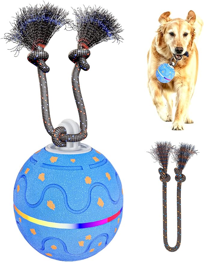 Smart Interactive Dog Ball – Automatic Moving, Bouncing & Rotating Toy for Medium/Large Dogs, E‑TPU Rolling Ball with Normal & Crazy Modes, Bird Sounds, Washable Cover, Type‑C Charging