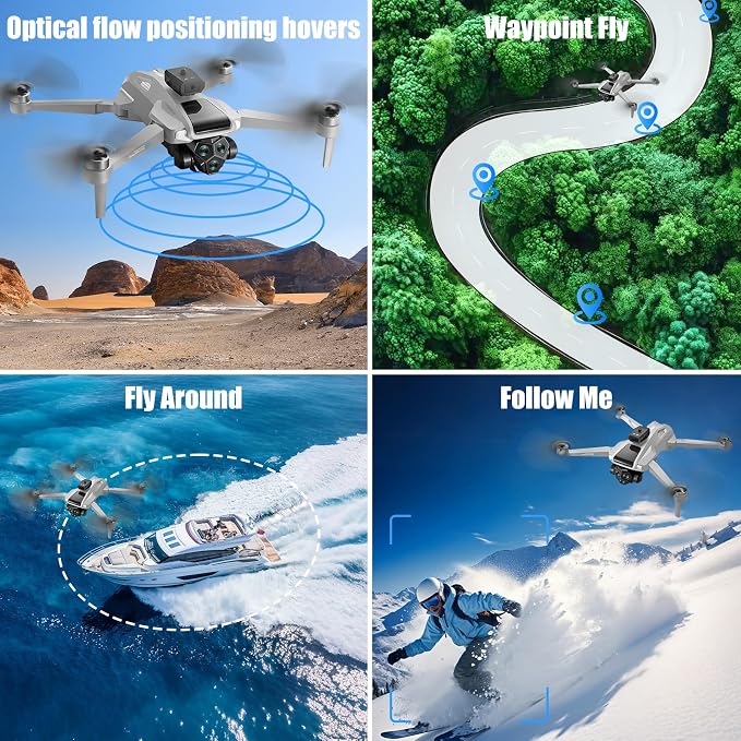 OBEST 5G GPS Drones with Camera for Adults 4K Professional, Drones with 4.5-Inch HD Screen Brushless Motor, Auto Return, Follow Me, One Key Start, Foldable RC Quadcopter for Beginners