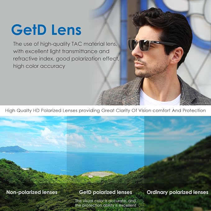 GetD 2026 Acetate Smart Glasses, ChatGPT and 145-Language Real-time Translator, Bluetooth Sunglasses with Nylon Polarized Lens, 11H Battery Life, Open-Ear Audio, Voice Control for Travel & Business
