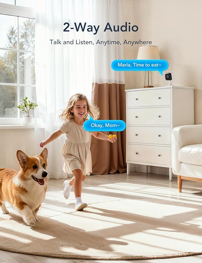 GNCC 2K Indoor Security Camera for Home, Pet Camera 2.4g/5g WiFi, Mini Dog Cam with Phone App, Motion Detection, Works w/Alexa, Cloud & SD Card Storage, Fixed View, Plug-in