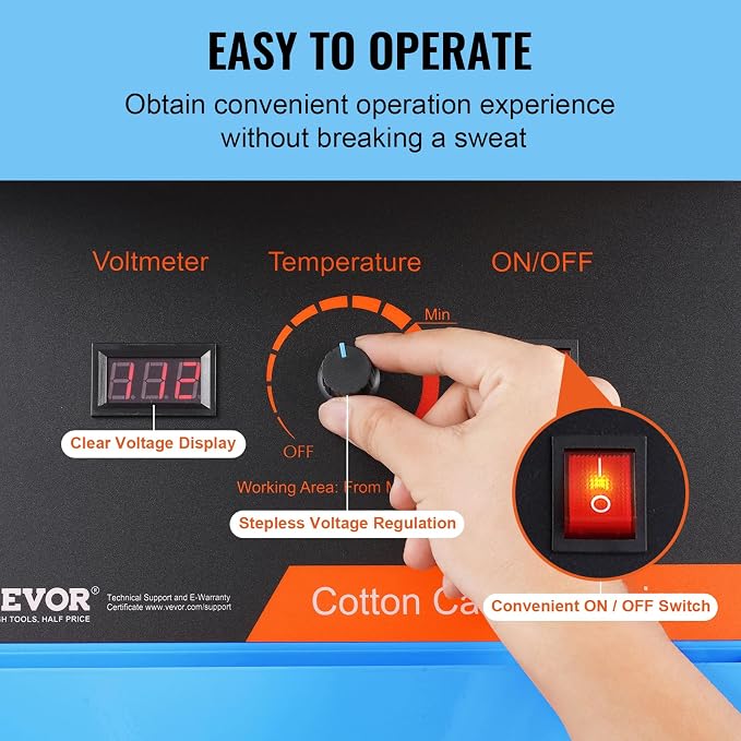 VEVOR Cotton Candy Machine Commercial, 1000W Electric Floss Maker with Cover, Stainless Steel Bowl, Sugar Scoop, Storage Drawer, Perfect for Home, Carnival, Kids Birthday, Family Party, Blue