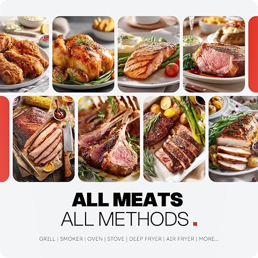 Smart Bluetooth Wireless Meat Thermometer Digital, 6 Accuracy Sensors, 0.5S Instant Read Food Thermometer, 2-in-1 100H Battery Fast Charge Base, APP Control & Custom Menu for BBQ, Grill, Smoker, Oven.