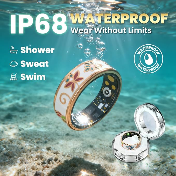 Enamel Craft Smart Ring for Women & Men - No Subscription Fee Fitness Tracker with Sleep Tracking, Heart Rate, SpO2 - IP68 Waterproof for iPhone Android - Activity Tracker, Remote Camera (12)