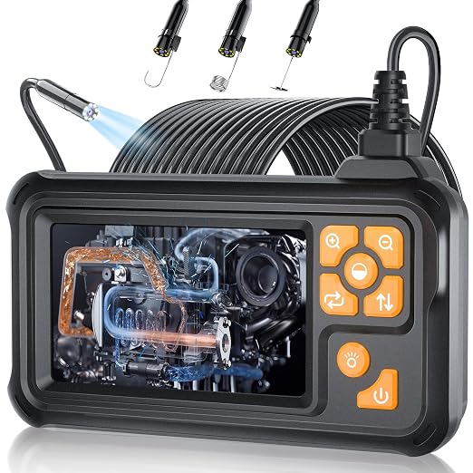 50FT Endoscope Camera with Light, 1080P HD Borescope Inspection Camera with 8 LED Lights, IP67 Waterproof Sewer Tools Snake Camera with 4.3" IPS Screen, 50Feet Semi-Rigid Cable for Father's Day