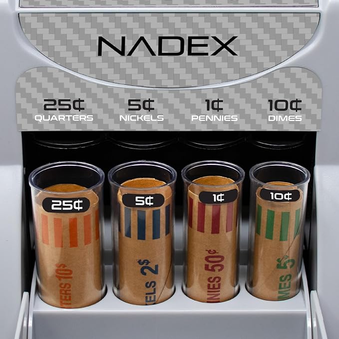 Nadex S180 Digital Coin Sorter and Counter – Displays Total and Denomination Values, Carbon Fiber