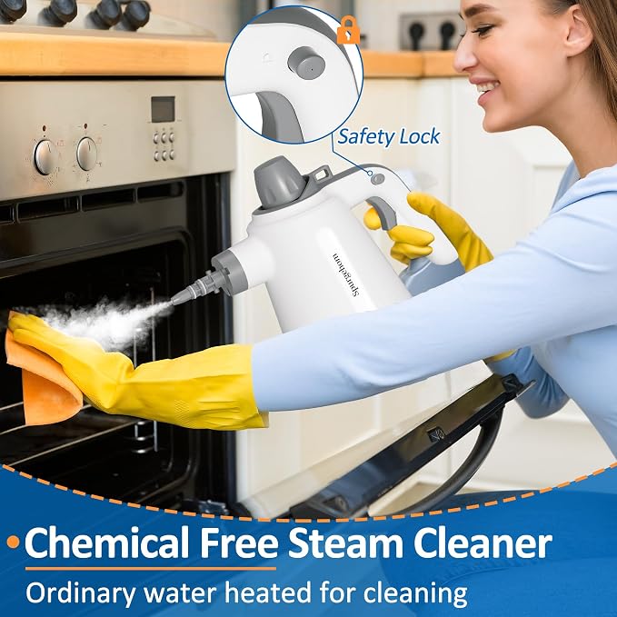 Spurgehom Handheld Steam Cleaner, Portable Steamer with 11 PCS Accessory & Safety Lock, Large Capacity Steam for Cleaning, Multipurpose Steam Cleaner for Home, Car, Window