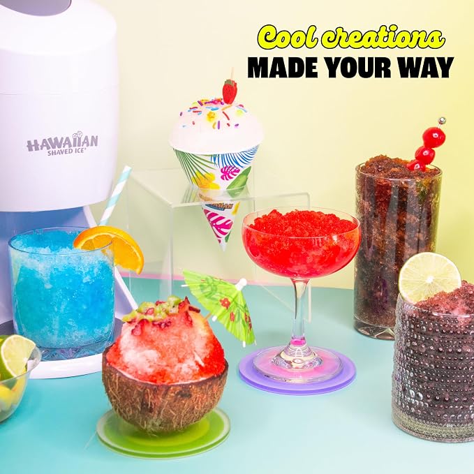 Hawaiian Shaved Ice S900A Made in USA Professional Fluffy Ice & Snow Cone Machine for Home Use - Complete Party Kit with Flavor Syrups