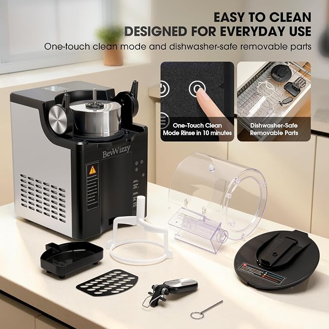 5-in-1 Slushie Machine with No Pre-Freeze Ice Cream Maker Function | 50oz Capacity Serves 5-7, Adjustable Temp, 220W with R290 Refrigerant, Quiet <55dB, Easy to Operate and Clean for Home, Black