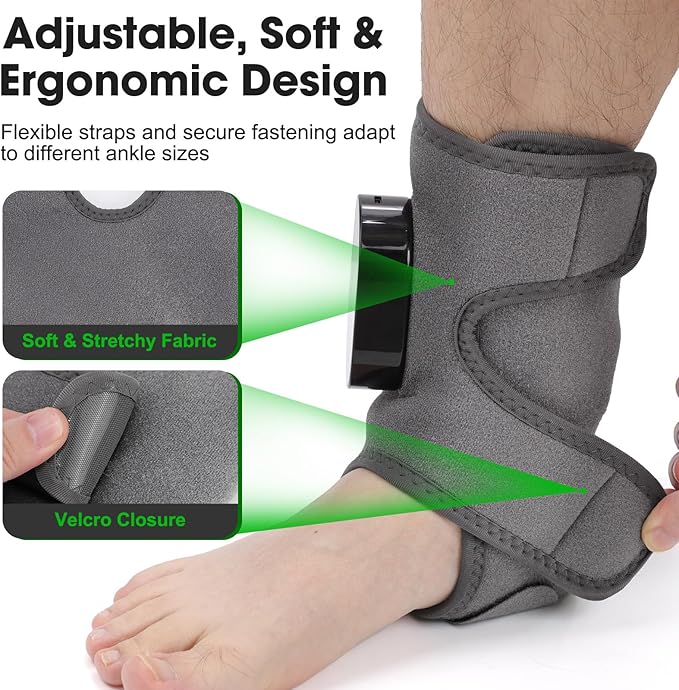 Cordless Ankle Massager for Pain Relief, Heated Foot Massager for Neuropathy, Foot and Ankle Massager with Heat, Ankle Heating Pad with Massage, HSA Eligible FSA, 6 Heats, 3 Massages, Single One