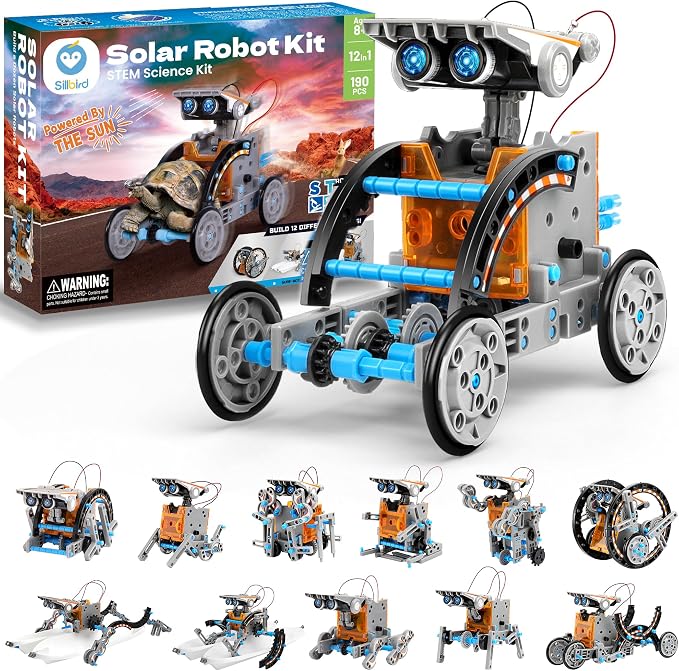Bundle - 2 Items: Sillbird Solar Robot Toys & Robot Building Kit with Remote Control for Boys Ages 8-14, Christmas STEM Robotics Technic Toy, Coding Gift for Kids