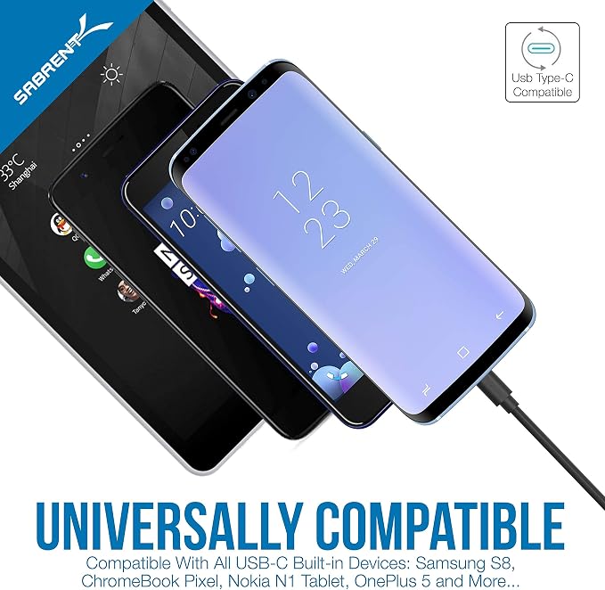 Premium 60 Watt (12 Amp) 6 Port Aluminum Family Sized Desktop USB Rapid Charger.+[3-Pack 22AWG Premium High Speed 3ft USB-C to USB A 3.2 Charge Cables Fast Sync