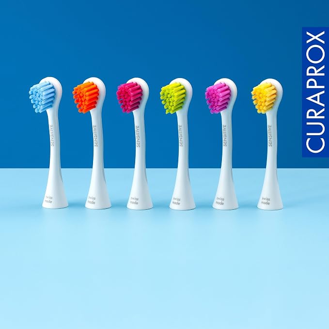 Curaprox Hydrosonic Brush Heads Rainbow Sensitive Duo – for Gentle Gum Care & Daily Cleaning | Yellow/Green, 2-Pack | Compatible with All Curaprox Sonic Models | Swiss Made