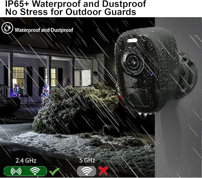DCT Outdoor Cameras Wireless Magnetic: Battery Powered WiFi Camera for Home Security Outside Color Night Vision House Cameras Motion Detection SD/Cloud Storage Waterproof