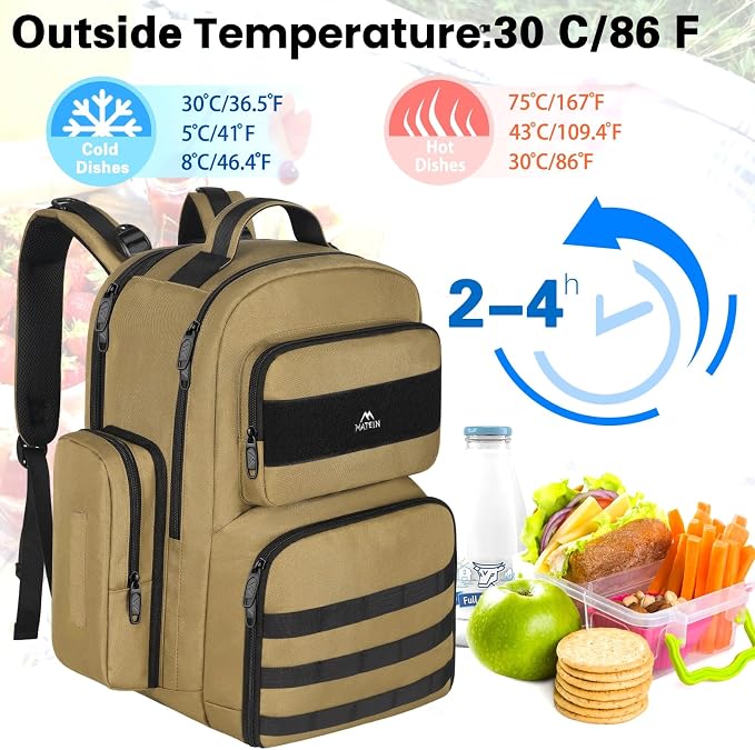 MATEIN Lunch Backpack for Men, 15.6 Inch Travel Laptop Backpack | Insulated Cooler Bag, Lunch box Rucksack, Extra Large Water Resistant College Work Computer Daypack, Gifts for Men