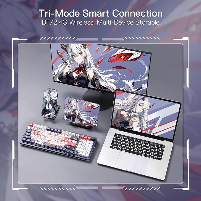 Redragon K686 PRO SE 98 Keys Wireless Gasket RGB Gaming Keyboard, 3-Mode Anime Mechanical Keyboard w/Hot-Swap Socket, Dedicated Knob Control & 5-Layer Noise Dampening, Custom Hi-Fi Linear Switch