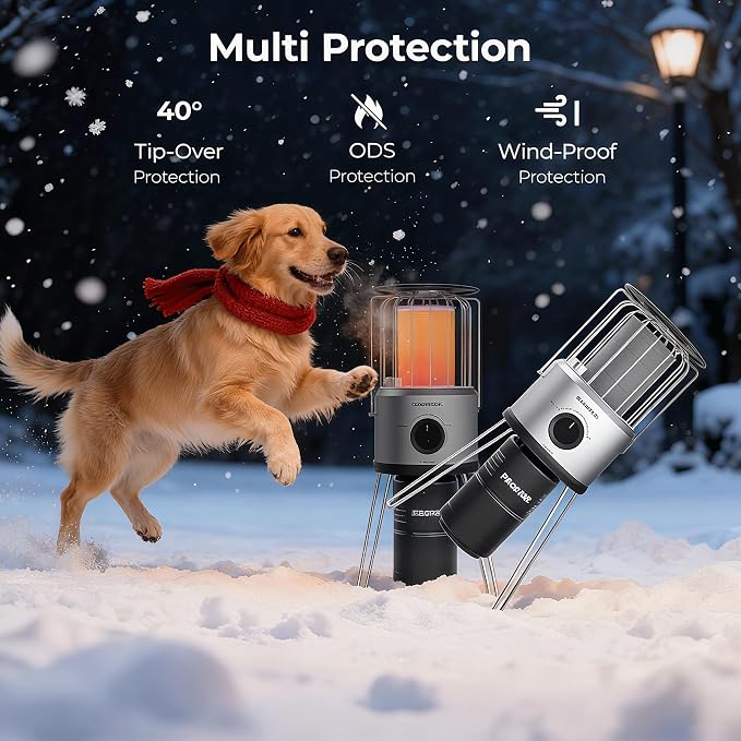 2 in 1 Propane Heater & Stove, CAMPLUX 8500 BTU Portable Propane Heater Indoor with Handle, Outdoor Gas Stove for Patio, Camping, Tent, Ice Fishing, Garage