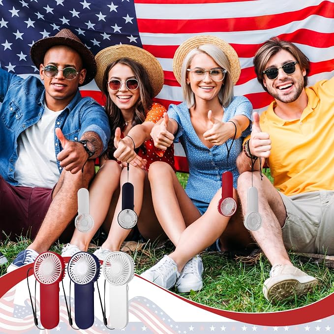 Sumind 12 Pcs Small Personal Portable Fan Mini Handheld Bulk 1 Speed Electric Cute Battery Powered for Neck Lash Makeup Women Men Travel Camping Indoor Outdoor Summer (White,Red,Blue)