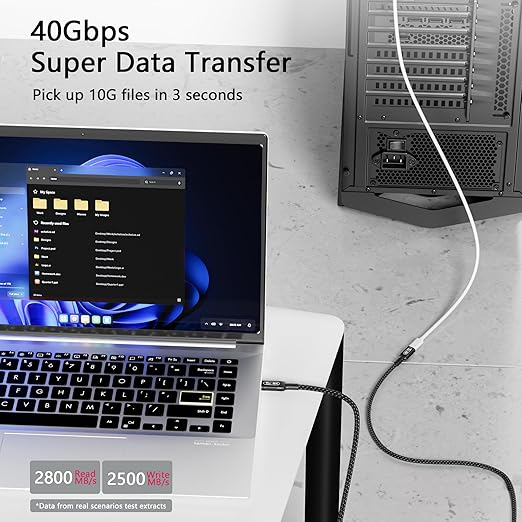 1M/3.3FT USB-C Male to Female Extension Cable Compact & Tangle-Free, 40Gbps High-Speed and 240W PD, Supports Thunderbolt 4/3/USB4/8K Display, Compatible with M-acBook/Dell/SSD/eGPU