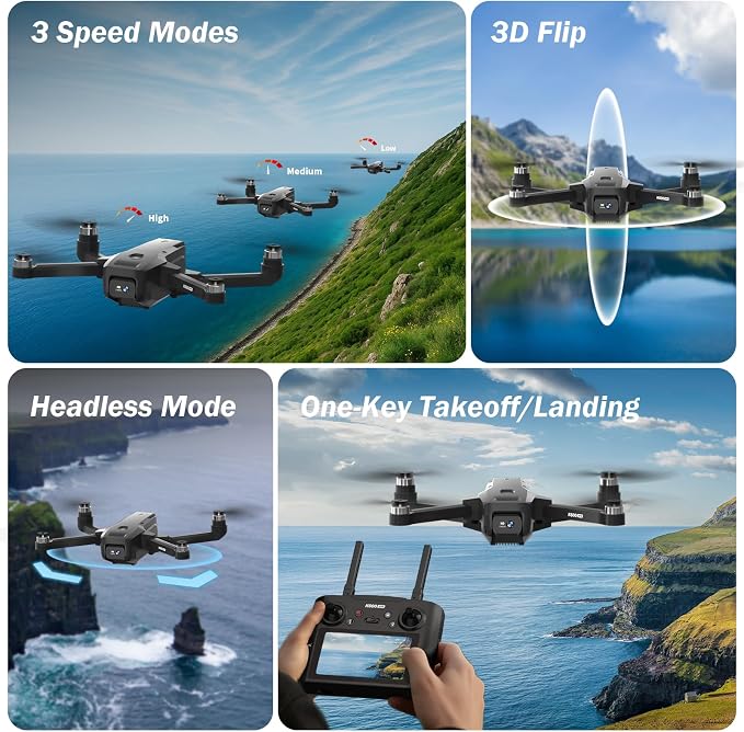 K600GPS Brushless Drones with EIS Camera for Adults Beginners Kids, Drone with 4.5'' Screen on Controller, FPV Drone with Auto Return Follow Me Mode, Drone with GPS for Adult Holiday Gifts, Under 249g